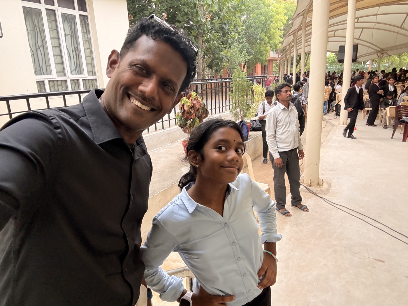 Tanya and her father at the school MUN conference